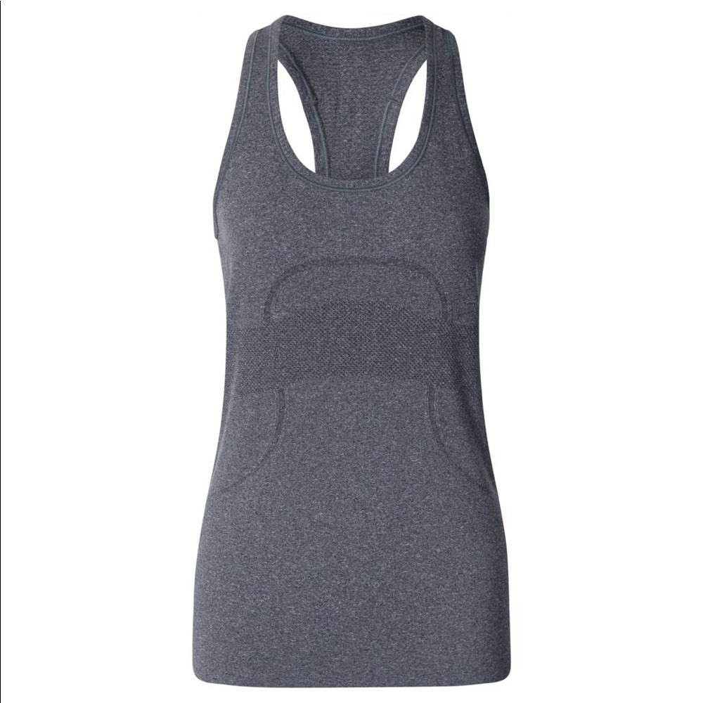Lululemon swiftly tank top heathered black size 6